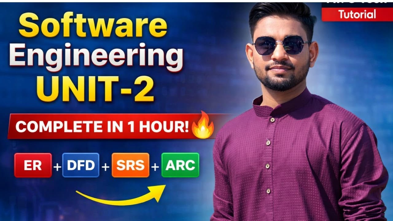Software Requirement Engineering UNIT-2 One Shot 🔥 | SRS, DFD, ER, Architecture | 1 Hour Complete