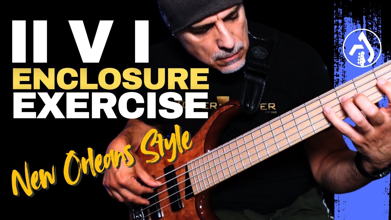 II V I Diatonic Enclosures Bass Exercise - New Orleans Jazz style - with Tabs
