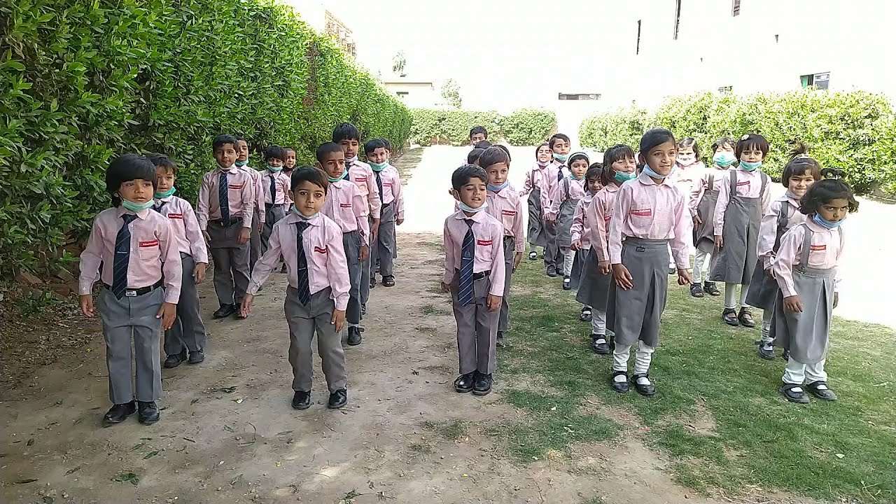 Class Nursery Students learning by body language. Allied School