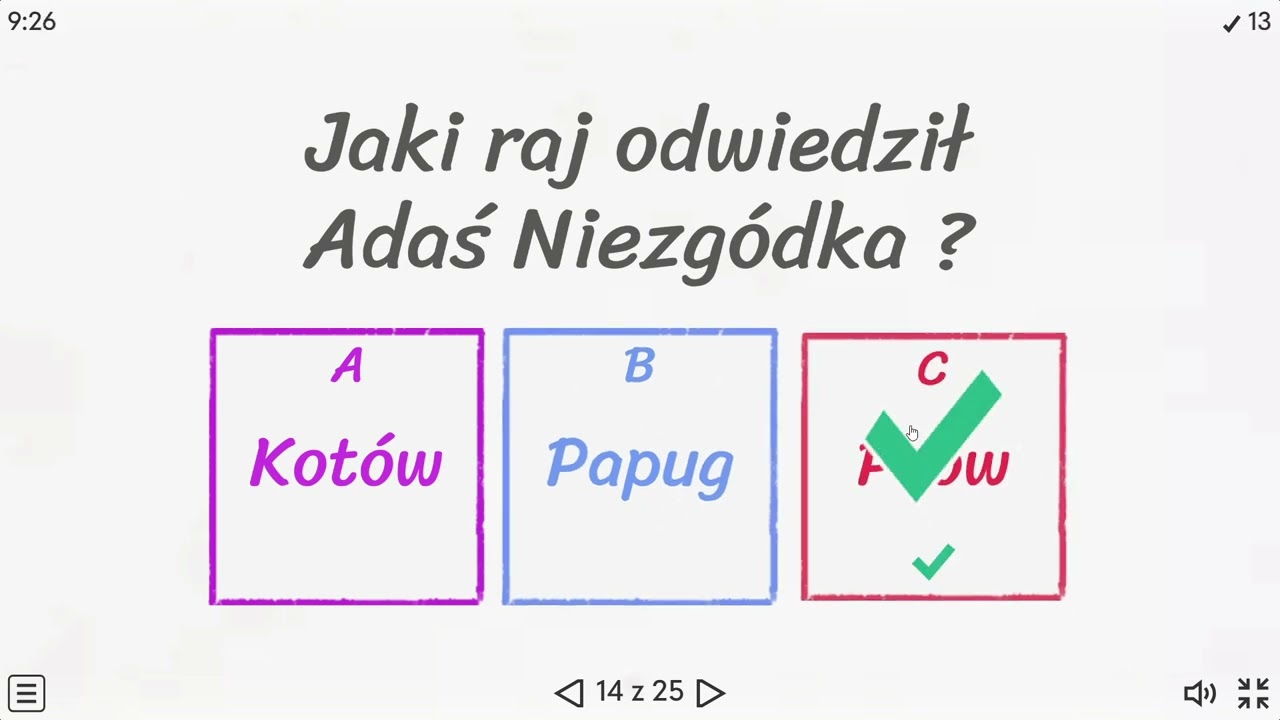 szybki sprawdzian lektury Akademia Pana Kleksa