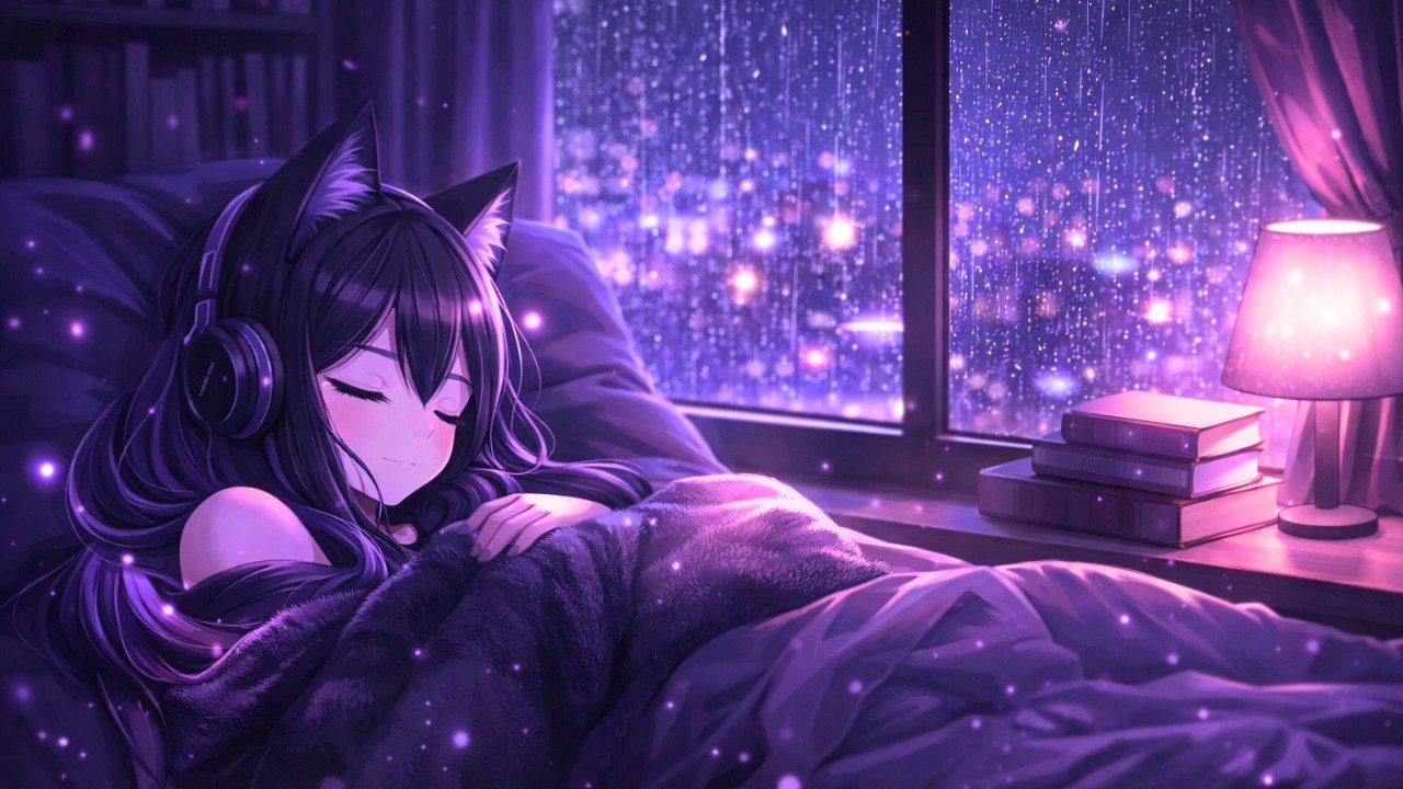 Purple Rain ☔ Rainy Night Lofi Music for Gaming, Relaxing & Studying
