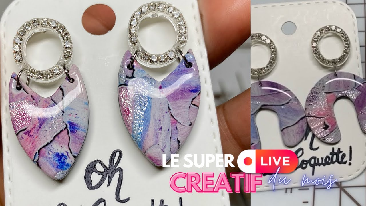 🔴 Comment inclure des strass dans la résine uv, je fabrique des boucles en #polymerclay & #uvresin