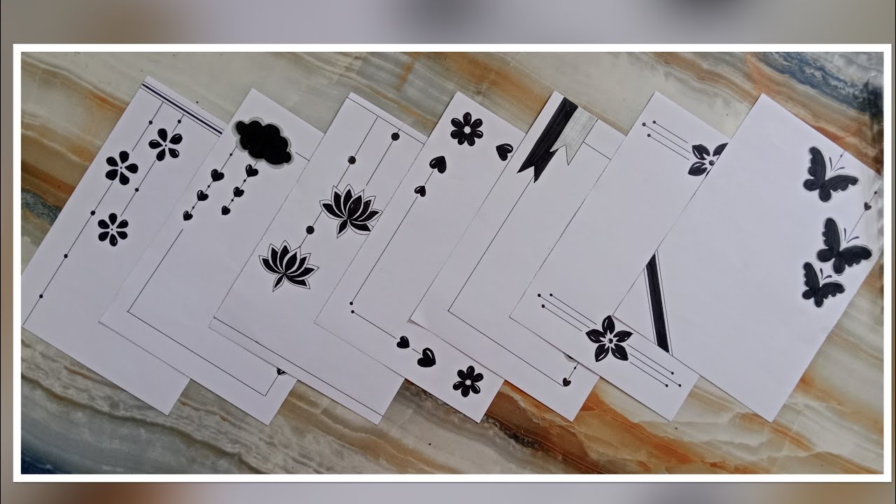7 black borderdesigns #notebookborder  #schoolprojectideas #easyborderdrawing #frontpagedesigb