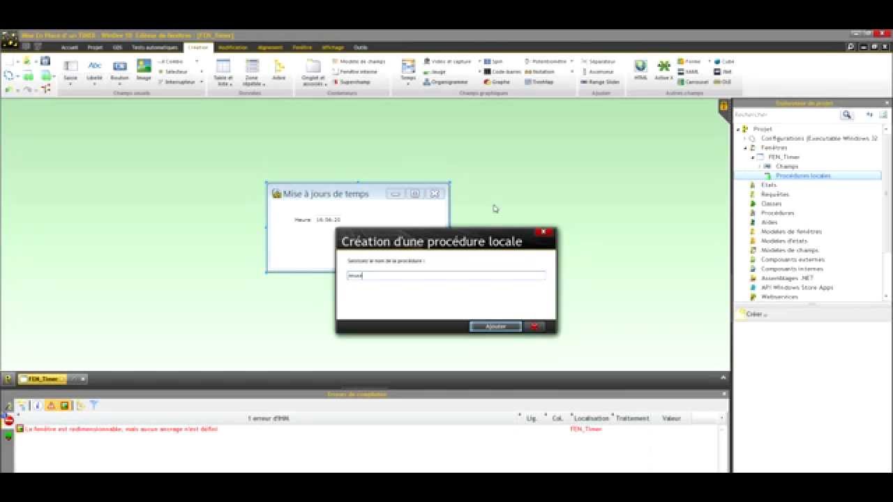 Windev Afficher l'heure en temps réel
