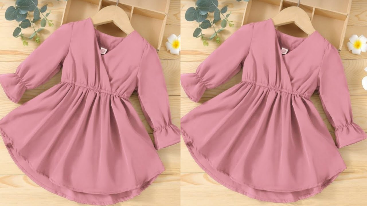 Very Easy Overlap Baby Frock Cutting and stitching with Full Sleeves Baby Frock