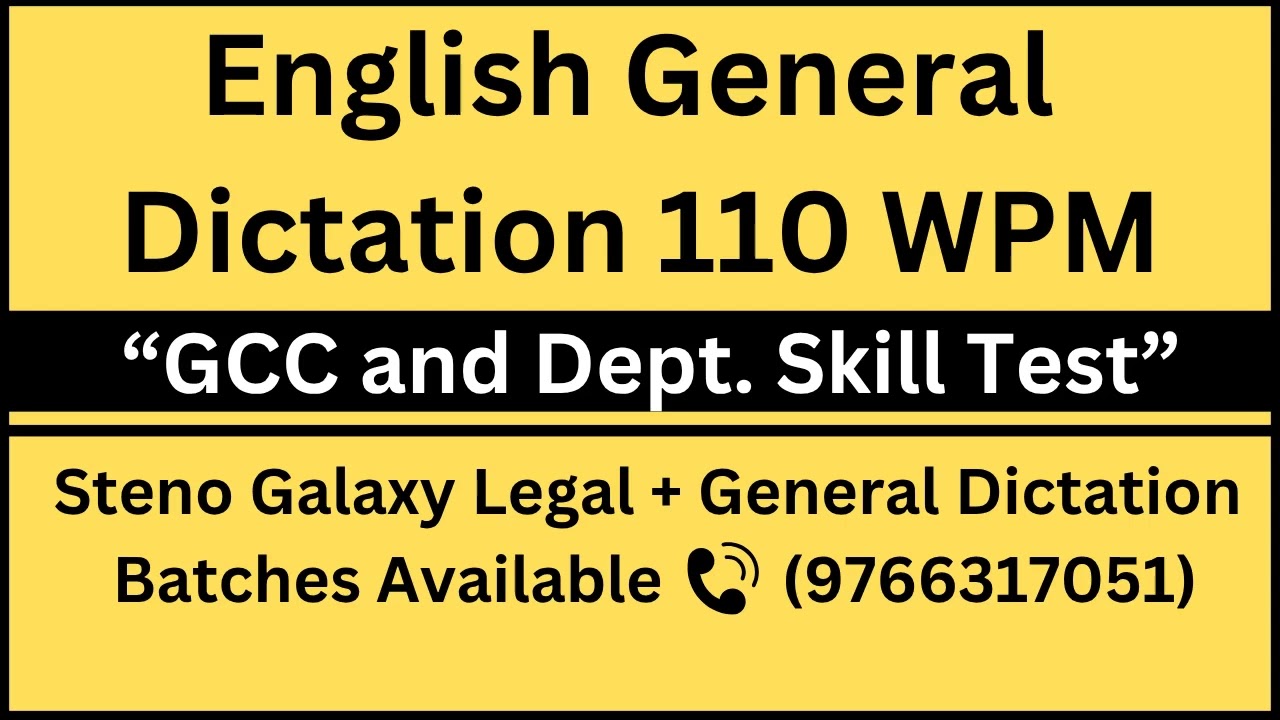 🔴 English General 110 WPM Dictation || #GCC #110wpmdictation