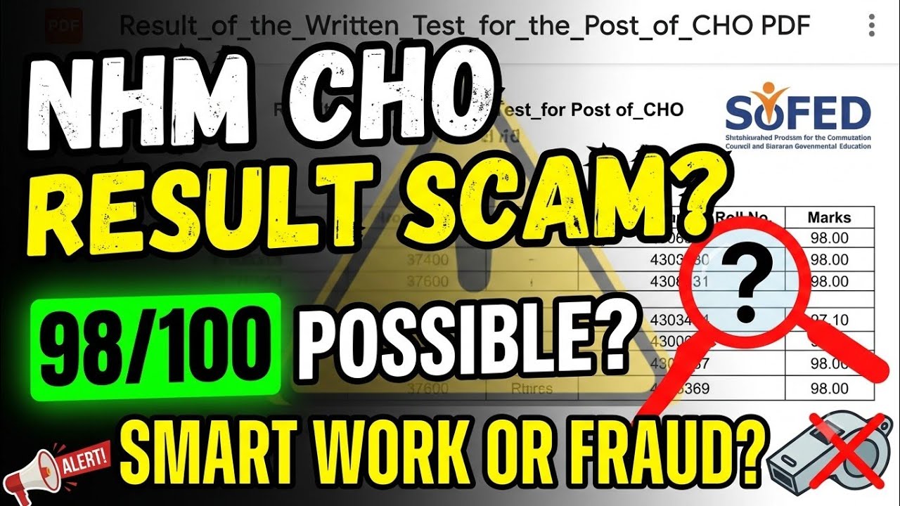 NHM CHO Result Scam or Smart Work? 😱 98/100 Marks How is it Possible? | SoFED CHO Result 2026