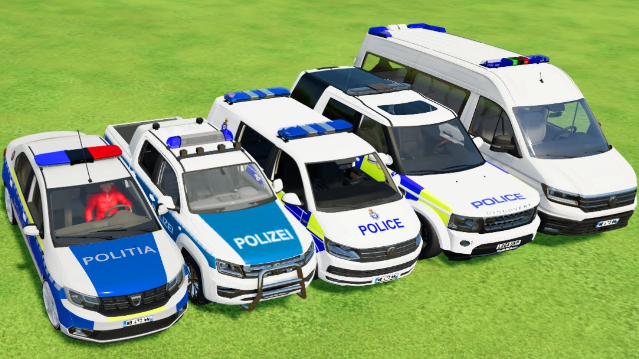 POLICE CARS, FIRE DEPARTMENT, AMBULANCE VEHICLES TRANSPORTING WITH MAN TRUCKS ! Farming Simulator 22