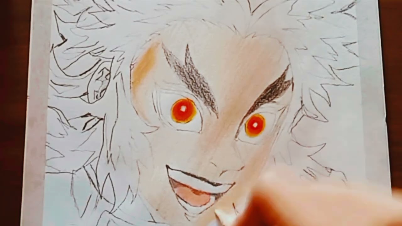 “Drawing Rengoku from Demon Slayer – The Flame Hashira Lives On 🔥 (Full Process)”