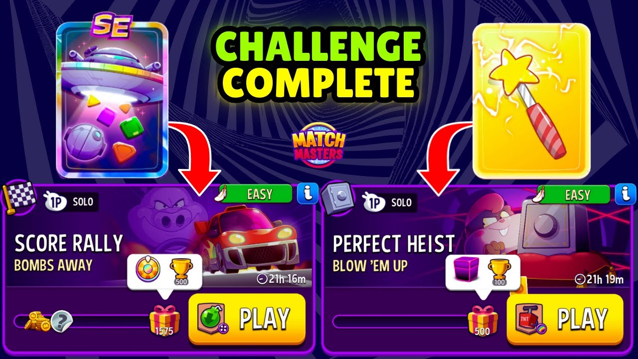 x2 Solo Challenge/ Bombs Away + Super Sized Score Rally 1575/ Blow'Em Up + Rainbow Perfect Heist 500