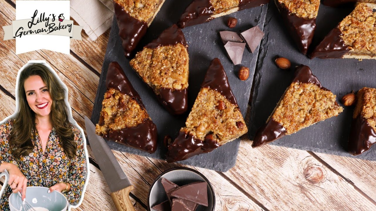 Bake German Nussecken | English video | German cake recipe | Nutcake recipe | gram/cup conversion