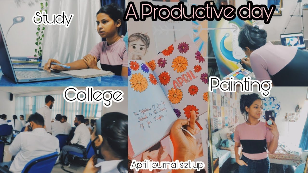 A Productive day in my life Vlog!! Back to college!! Study!! Painting!! Movie !! Divya ✨