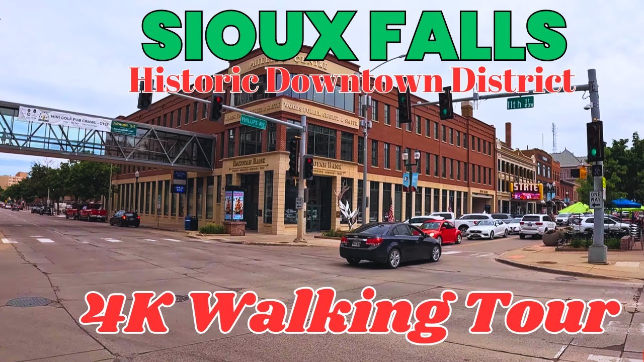 4K Walking Tour | Sioux Falls | A Walk Through the Historic Downtown District |  USA | 2024