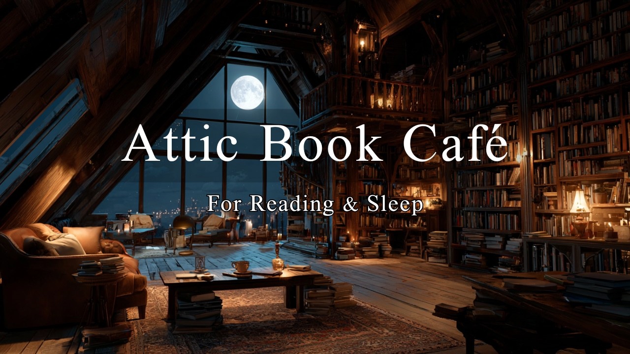 Attic Book Café at Night 📚 Calm Piano for Reading, Sleep & Quiet Evenings