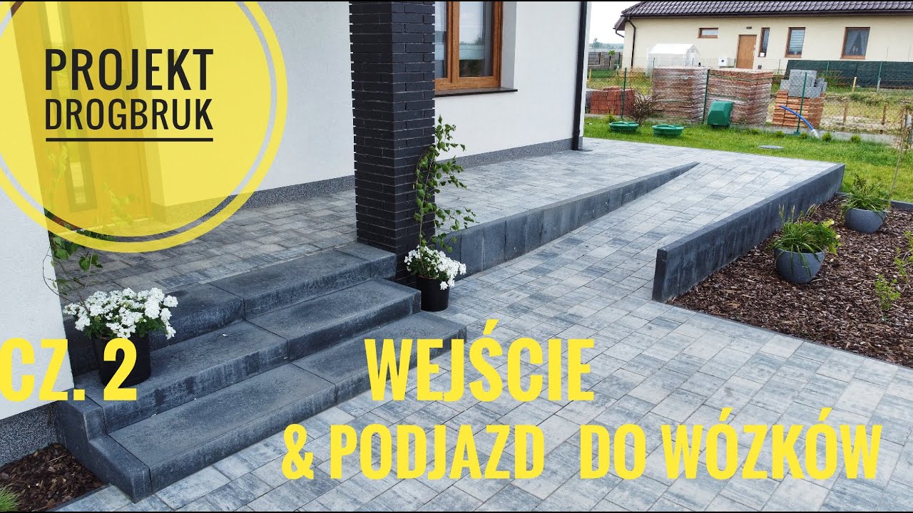 Wejście do domu ze schodami + podjazd do wózków z kostki i palisad Cz.2 #Brukarz #Drogbruk #mimal