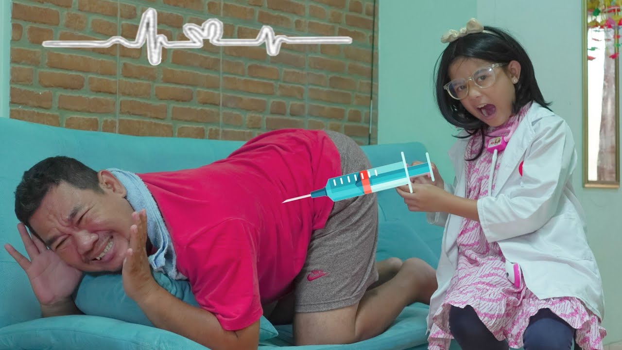 DRAMA LUCU DOKTER DOKTERAN 💞 PAPA SAKIT PERUT DISUNTIK DOKTER CANTIK