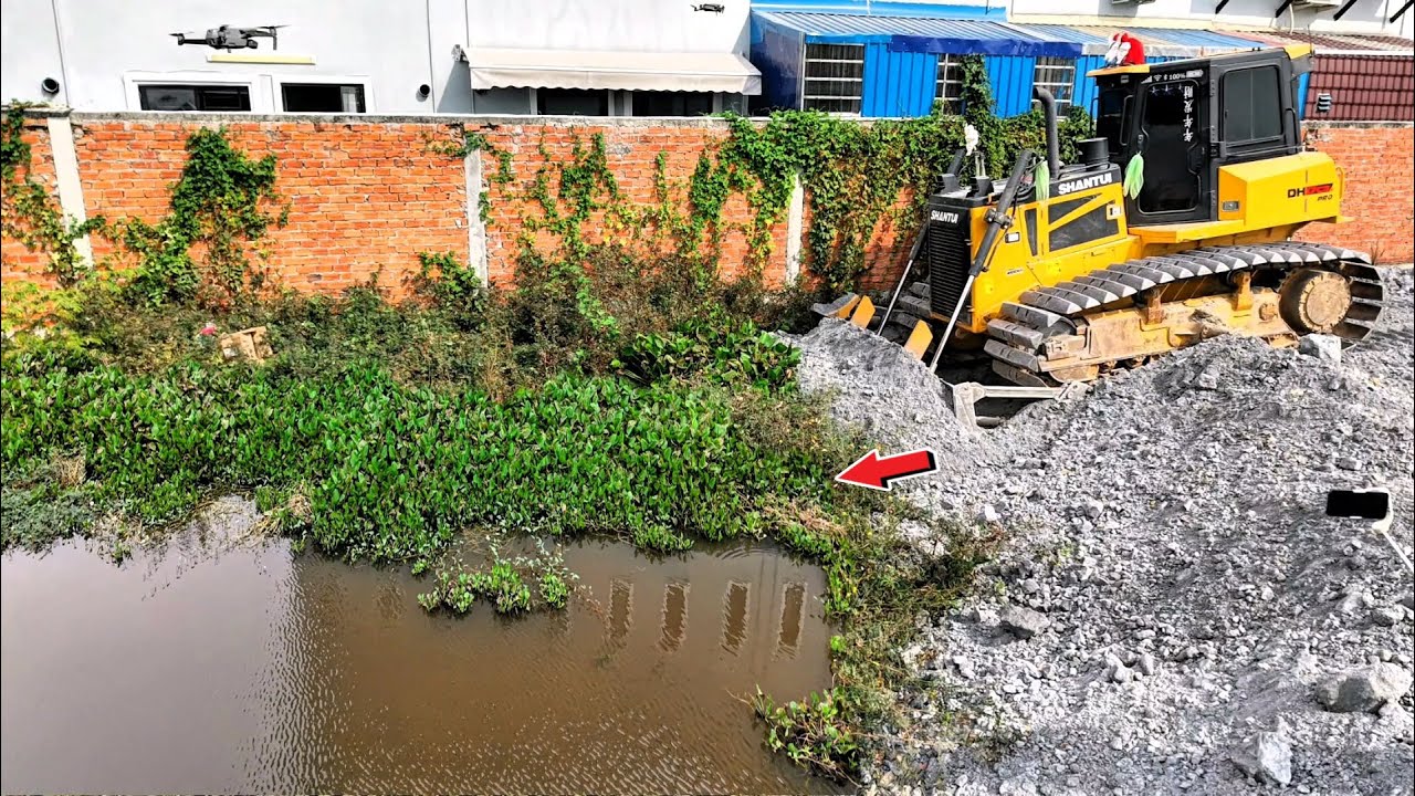 Nicely Video Completed The Project To Perfectly Push The Road Building Water Using Large Push Stones