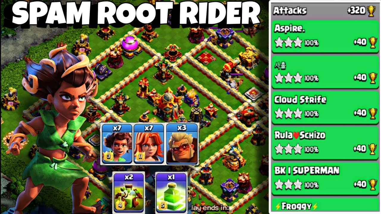 SPAM ROOT RIDER VALKYRIE WITH DRUID STRATEGY 🔴 LEGEND LEAGUE LIVE ATTACK 🔴 JULY SEASON