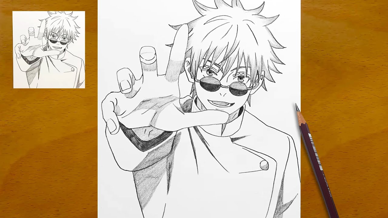 How to draw Gojo Satoru step by step || Gojo Satoru sketch from Jujutsu Kaisen || Easy anime drawing