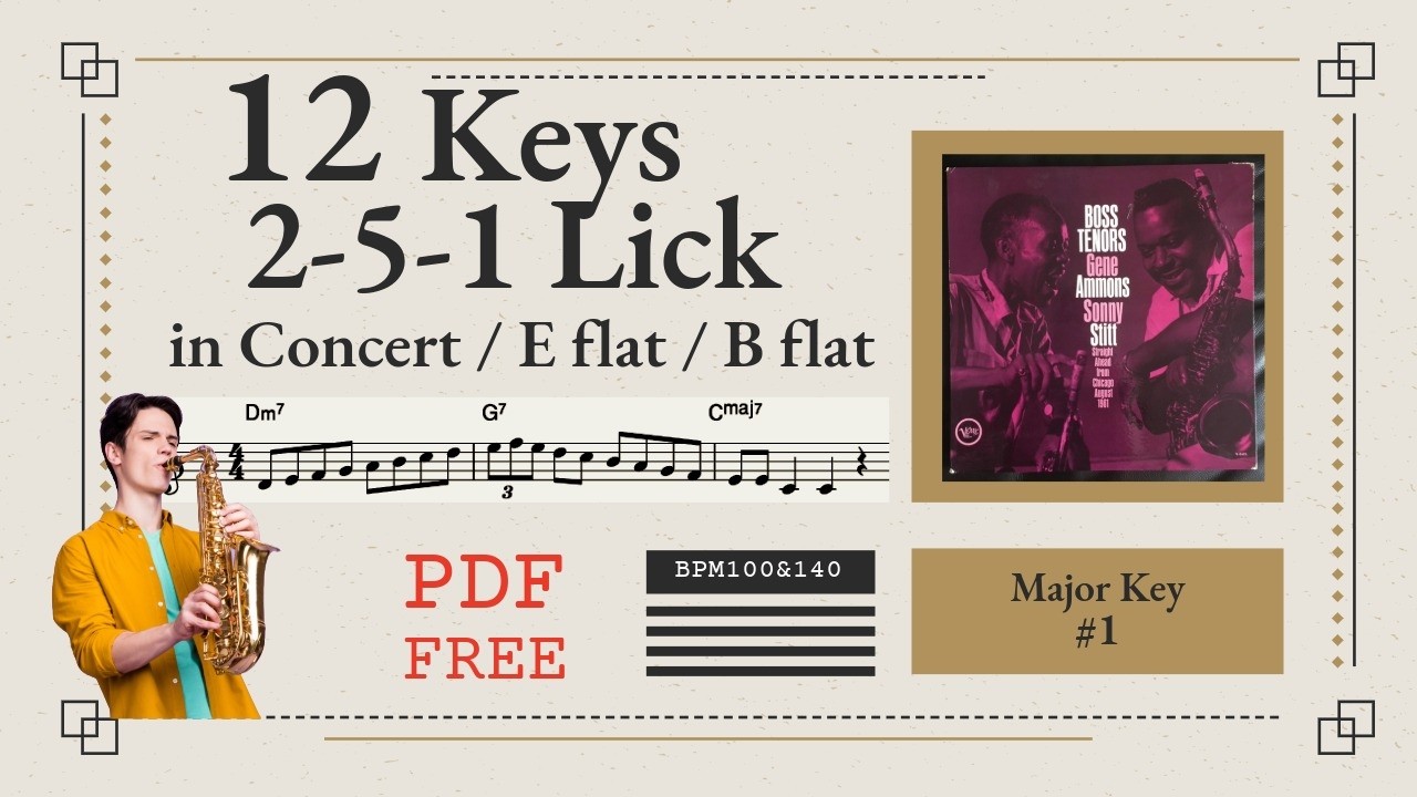 2-5-1 in 12 Major Key Exercise #1 BPM 100 / 140