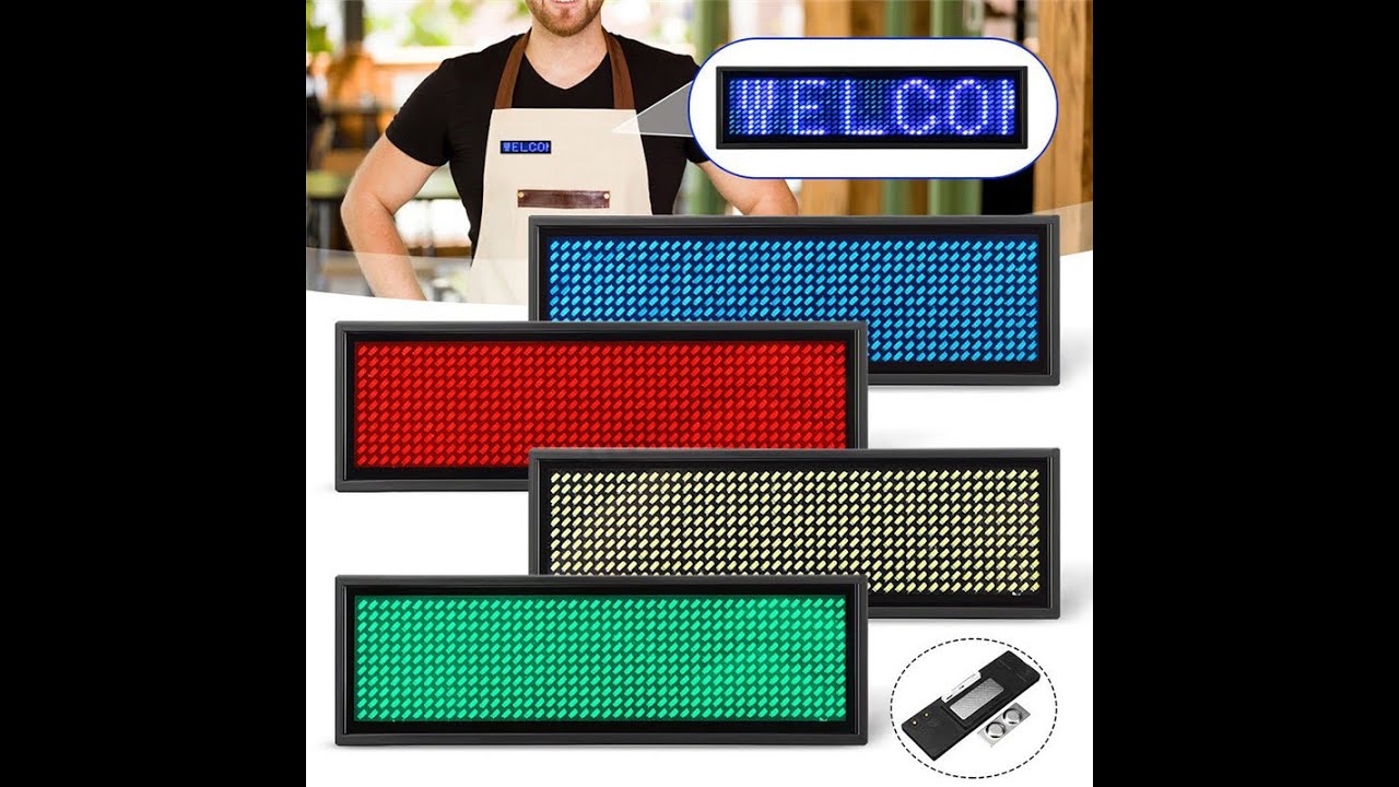 Rechargeable Mini Led Scrolling Name Badge  Moving Text Display Programmable Digital Name Plate