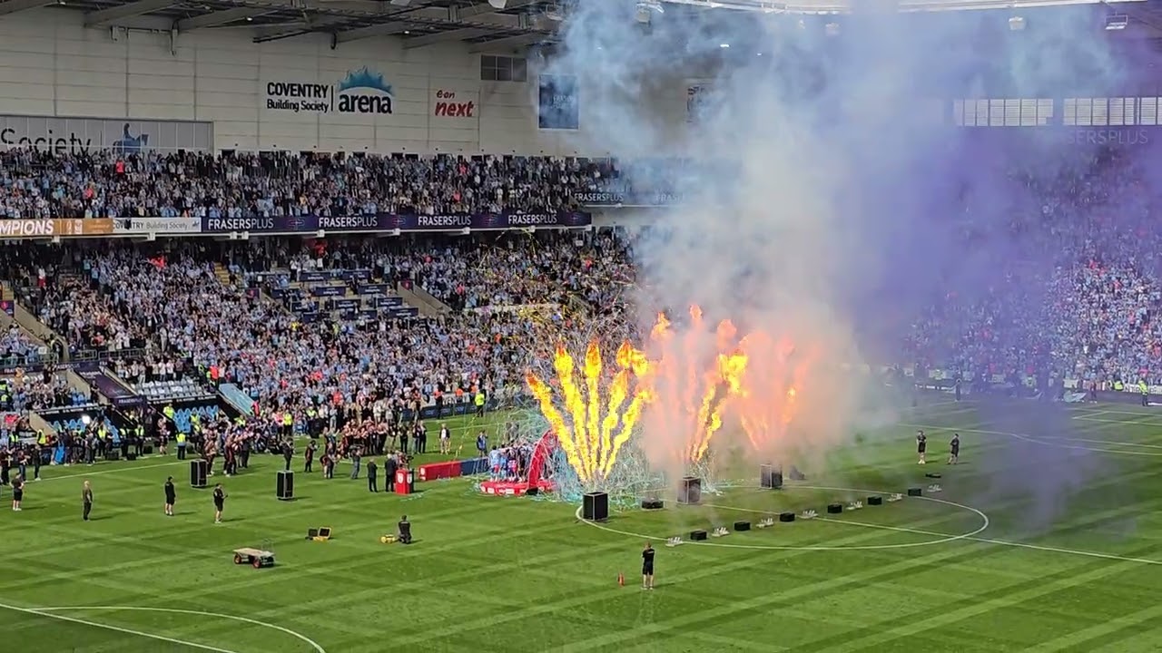 Coventry City lift the Championship trophy 