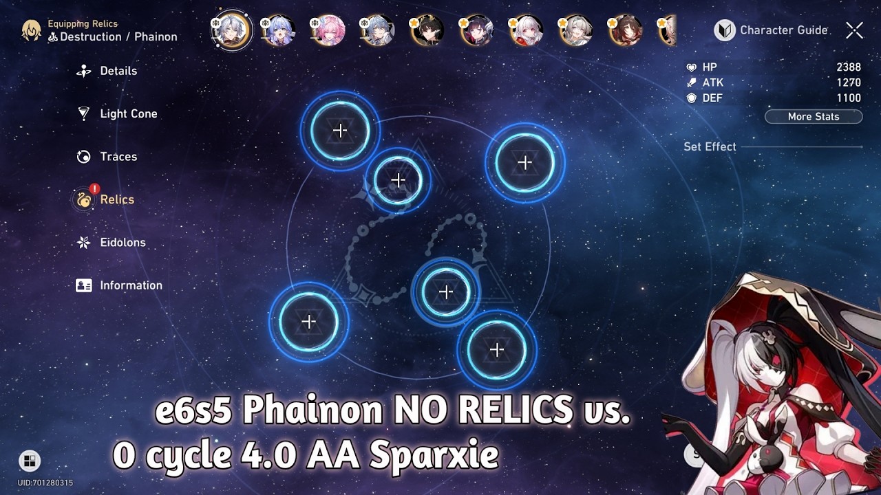 e6s5 Phainon NO RELICS vs 4.0 Anomaly Arbitration Sparxie King 0 cycle | no Cerydra