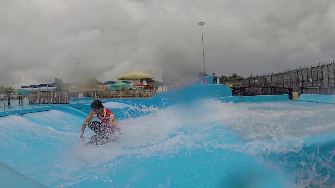 FlowRider Surf Machine at Six Flags Hurricane Harbor Arlington Texas Waterpark Go Pro Fails Tricks