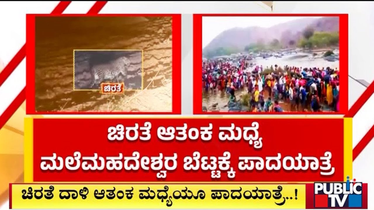 ಚಿರತೆ ಆತಂಕ ಮಧ್ಯೆ ಮಲೆಮಹದೇಶ್ವರ ಬೆಟ್ಟಕ್ಕೆ ಪಾದಯಾತ್ರೆ | Chamarajanagar | Public Tv