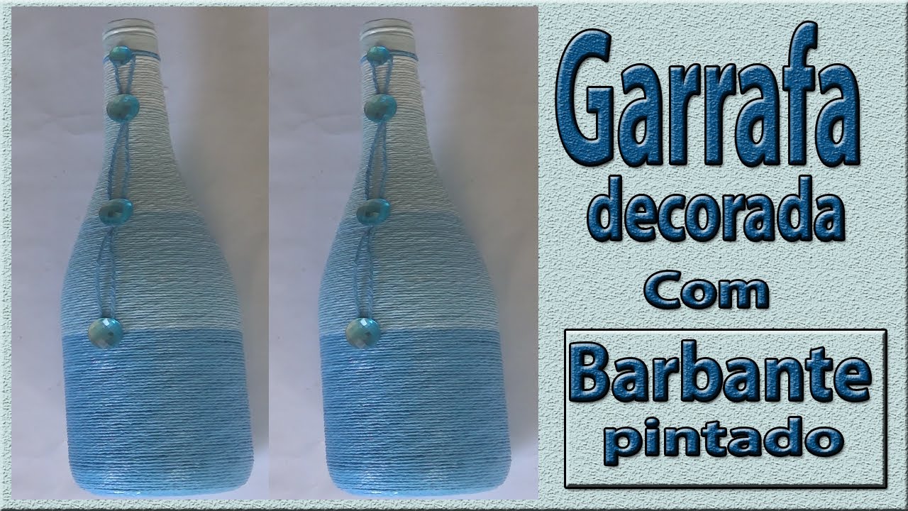 garrafa decorada com barbante pintado - efeito degradê