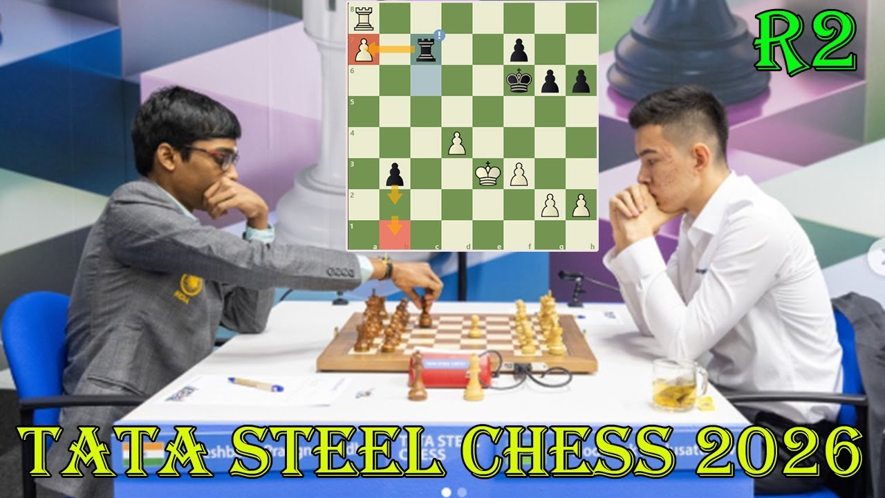 Nodirbek Abdusattorov (2751) vs Praggnanandhaa (2758) || Tata Steel Chess 2026 - R2