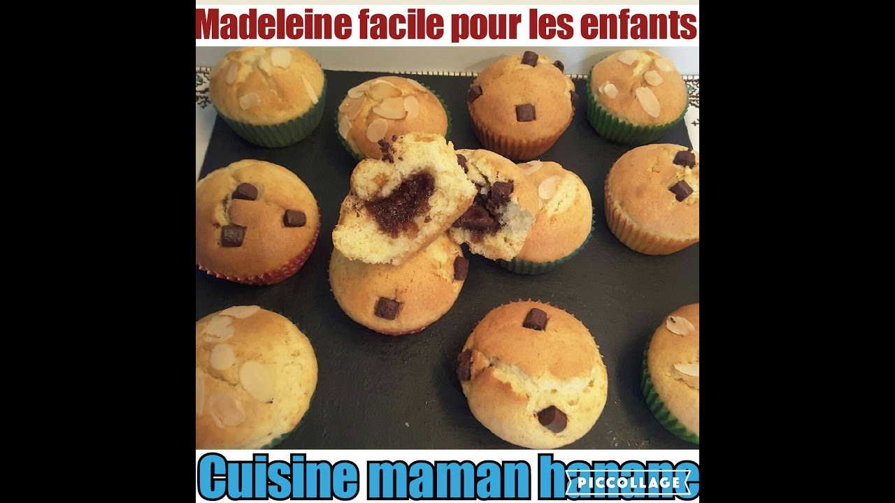 Madeleine facile à la confiture et chocolatمادلين للاطفال سهل التحضير بالمربي والشكولاته
