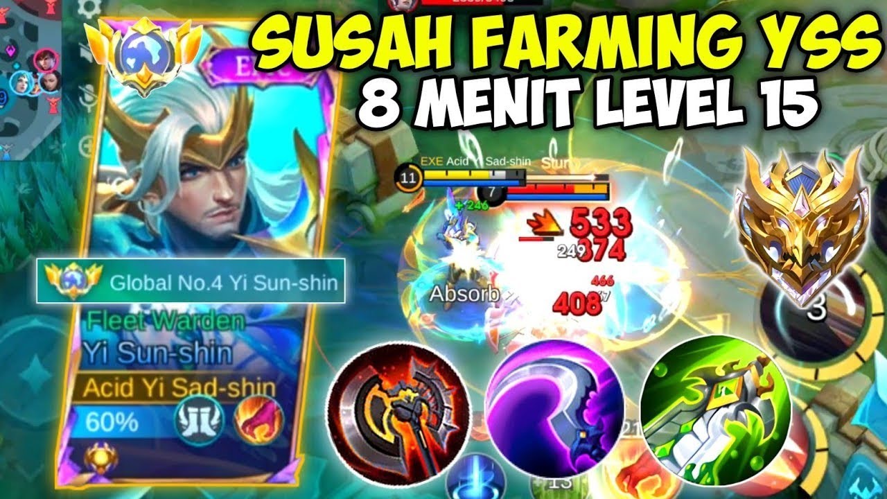 8 MNT LVL 15 TUTORIAL YI SUN SHIN PEMULA!! PERFECT FARMING YSS SEPERTI PRO PLAYER HOW TO PLAY YSS