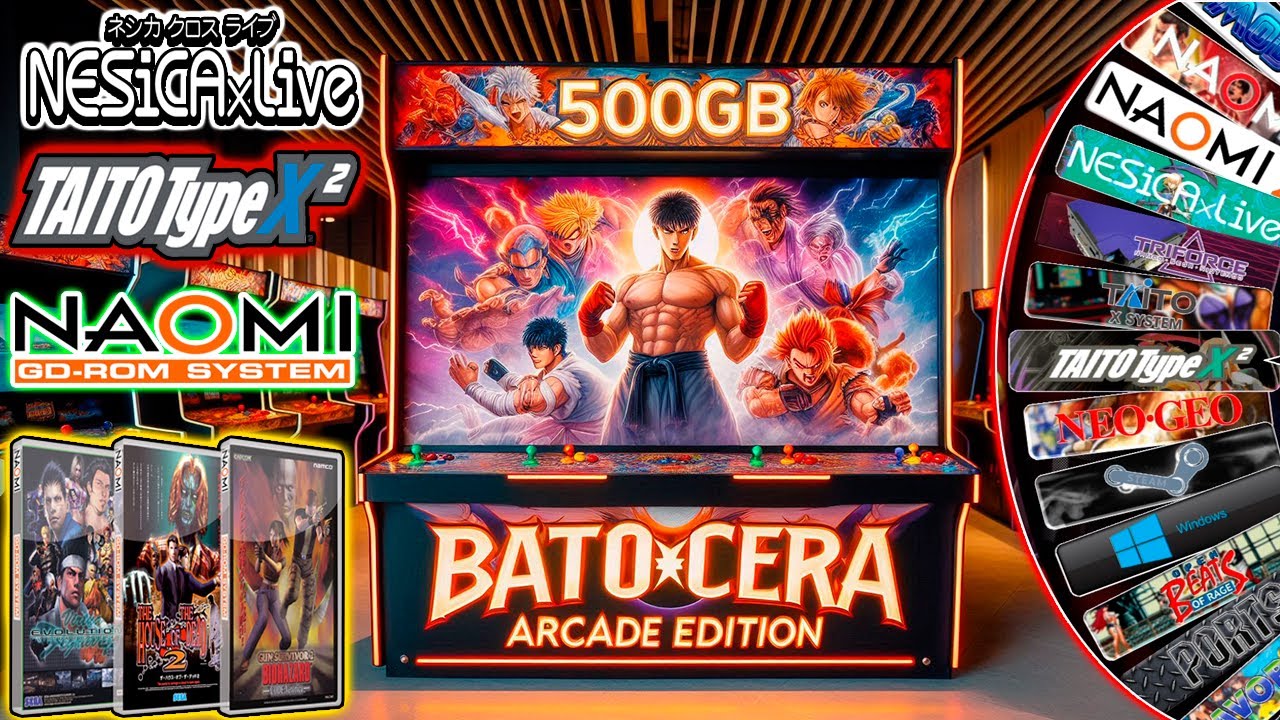 Batocera 41 Arcade Edition con Taito Type X & Typex2/NesicaLive 500GB Puro Arcade