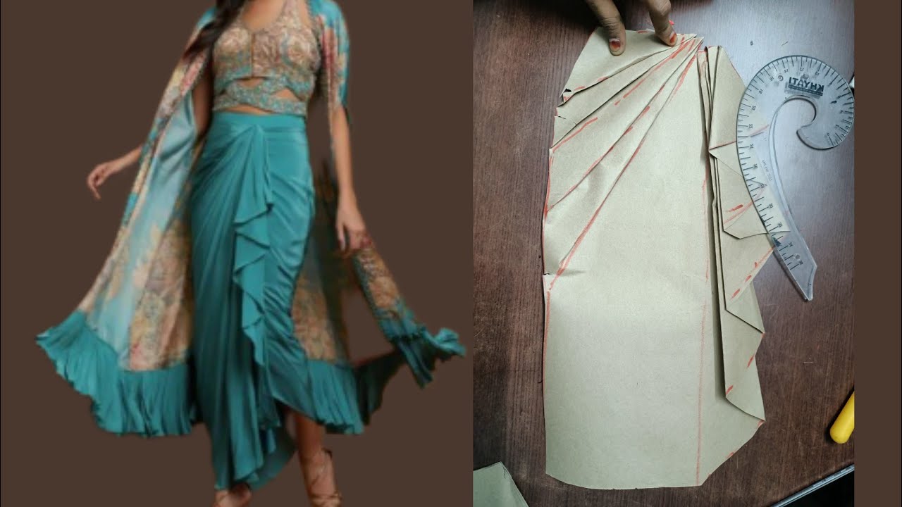 how to cut this pattern? /drapping skirt cutting/ draped skirt #patternmaking