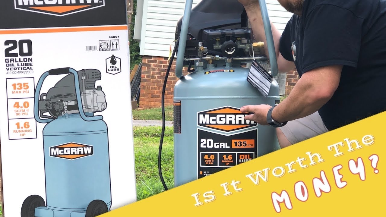Настройка и обзор воздушного компрессора McGraw объёмом 20 галлонов от Harbor Freight