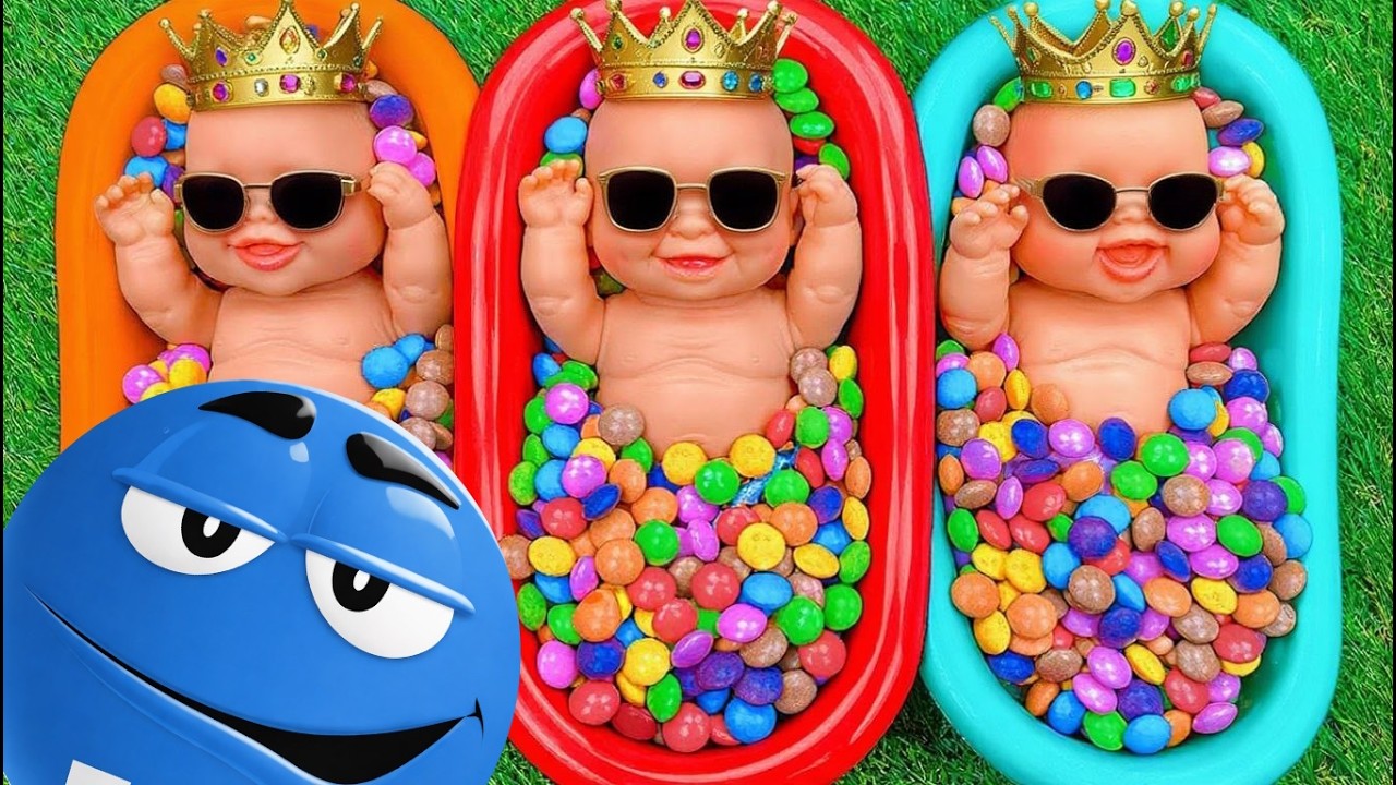 4 Minutes Satisfying Video Mixing Funny Candy ASMR & Make Up in 3 Bathtubs with Magic M&M's Slime