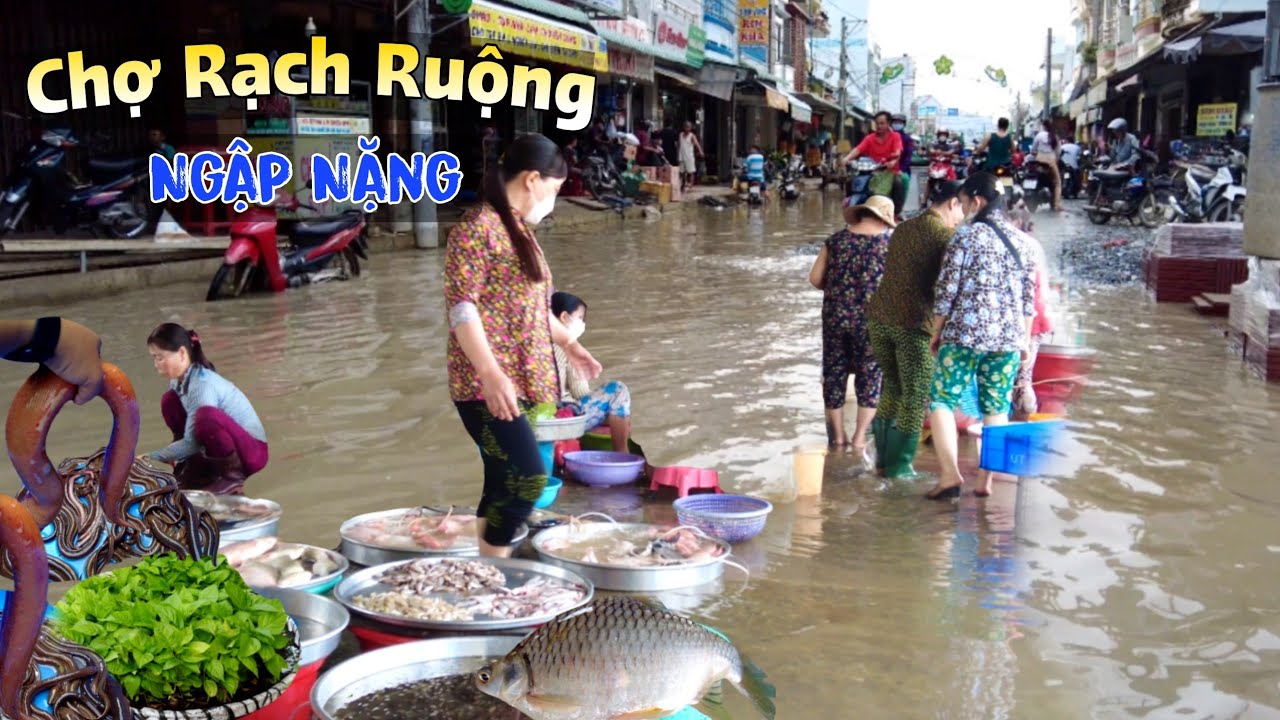 Cảnh tượng mua bán dưới nước chỉ có ở Miền Tây Mùa Lũ , Cá Tôm đầy chợ Tiền Giang