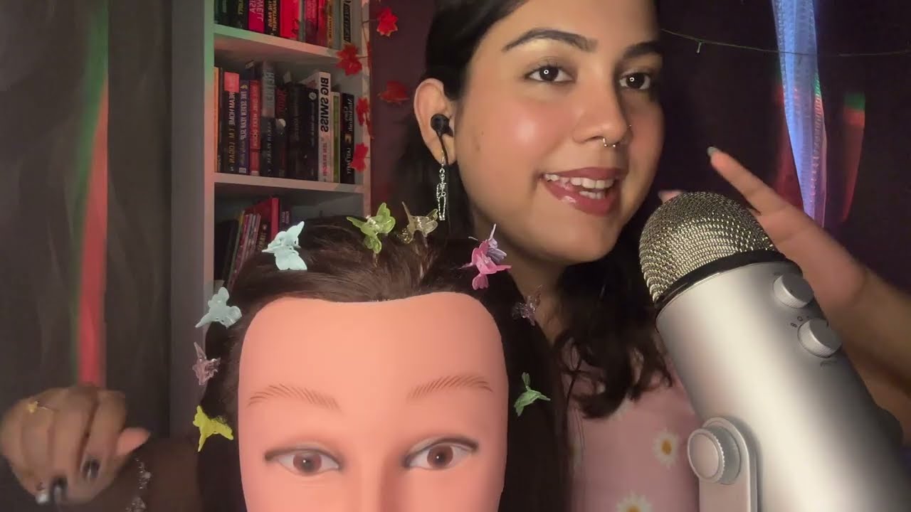 ASMR Hair clipping+hair brushing and head massage🦋