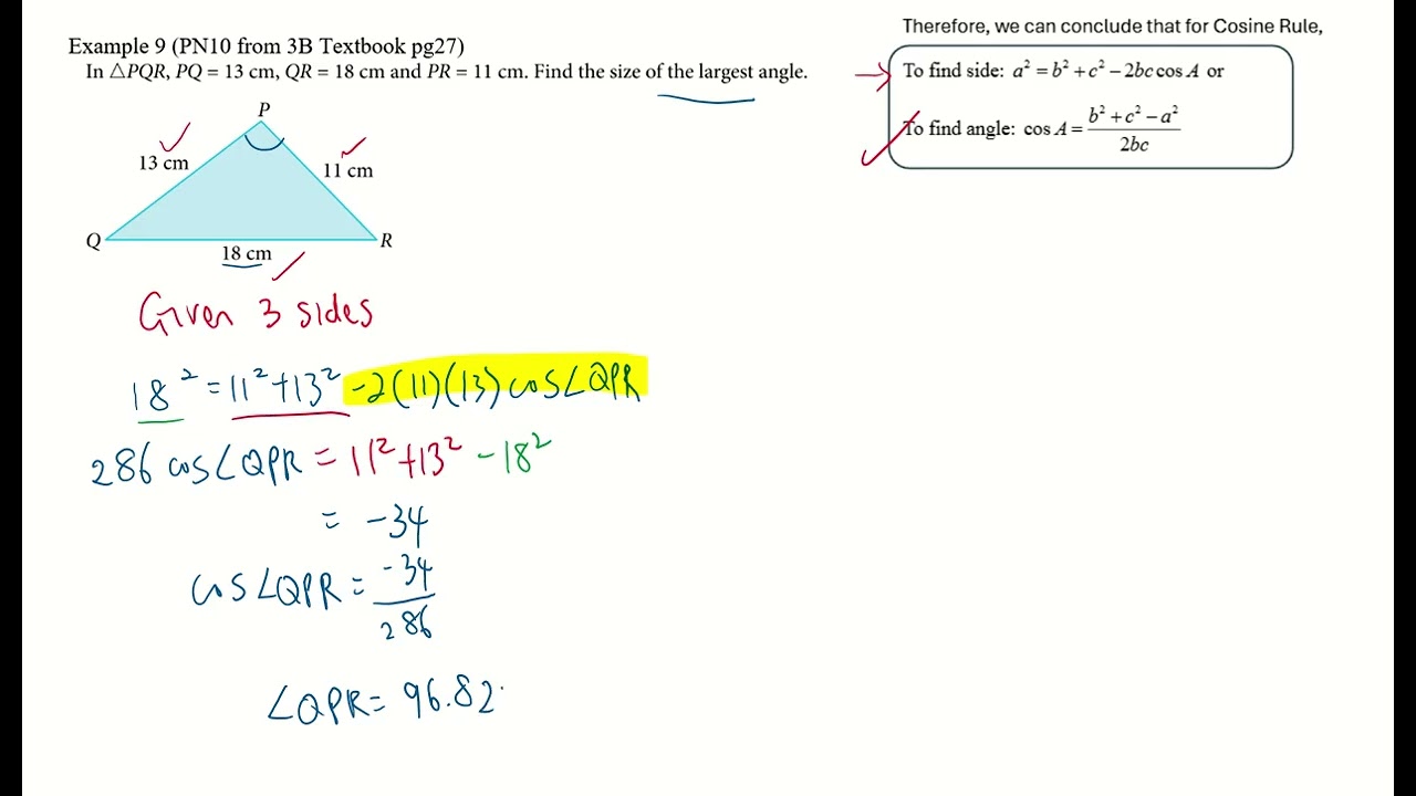 Cosine Rule to find angle