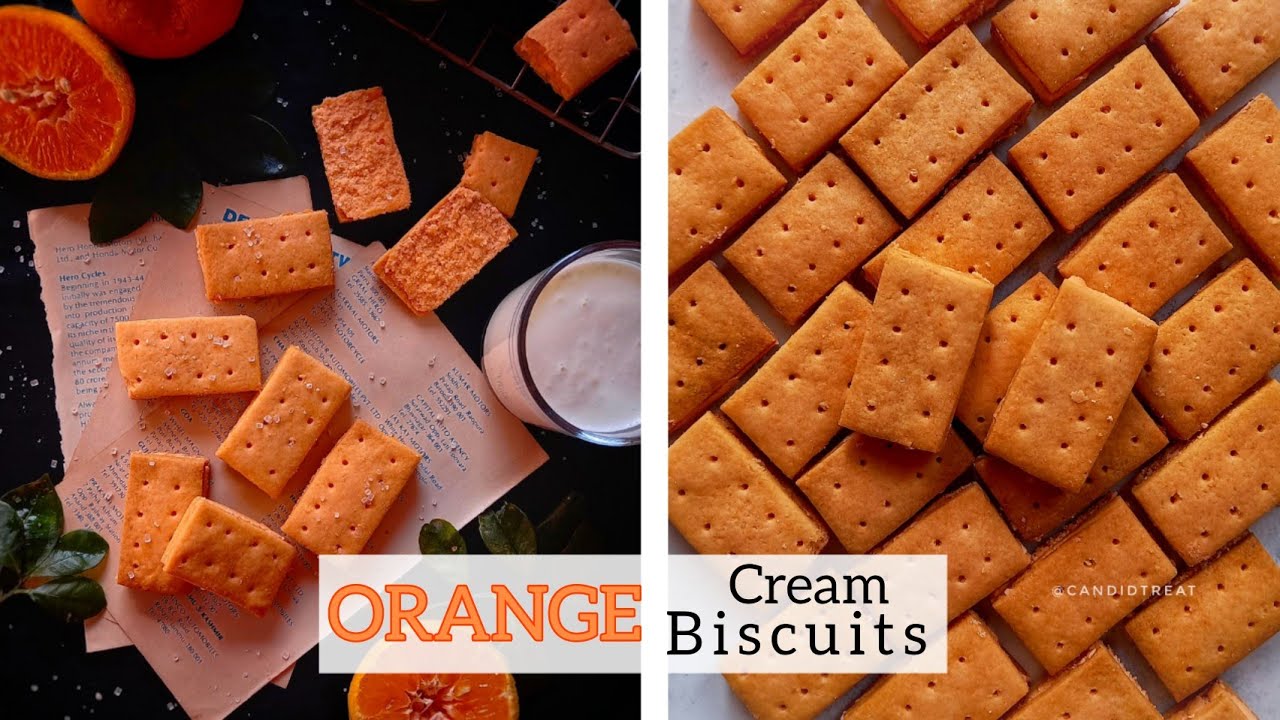 Orange Cream Biscuits | Cream Biscuits | How to make Biscuits at home| Eggless Recipe | Candid Treat