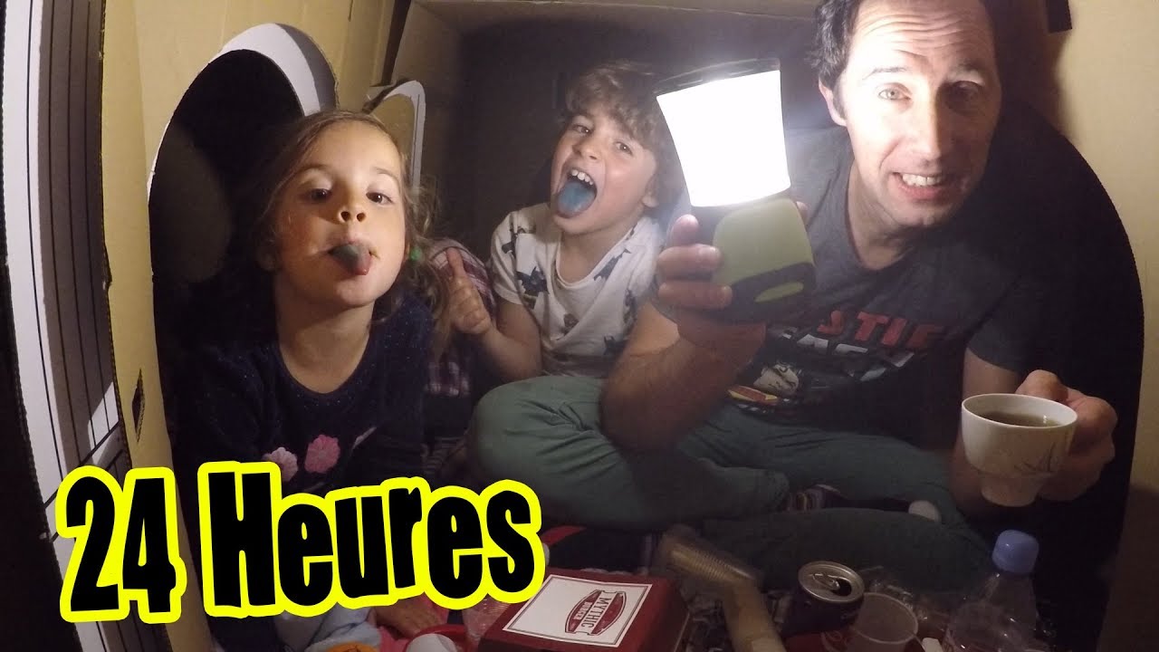 24 HEURES dans LA MAISON EN CARTON du JARDIN de LA FAMILLE D&Eacute;MO JOUETS - 24 HOUR FORT BOX CHALLENGE