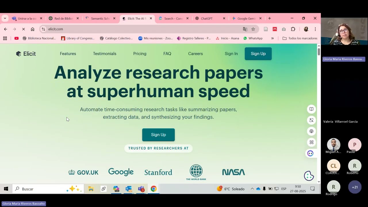 Taller en línea Búsquedas bibliográficas con inteligencia artificial