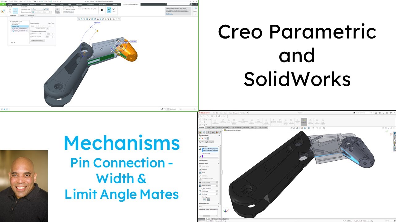 SolidWorks - Creo Parametric Comparison - Mechanisms with Pin Connections / Rotational DOF