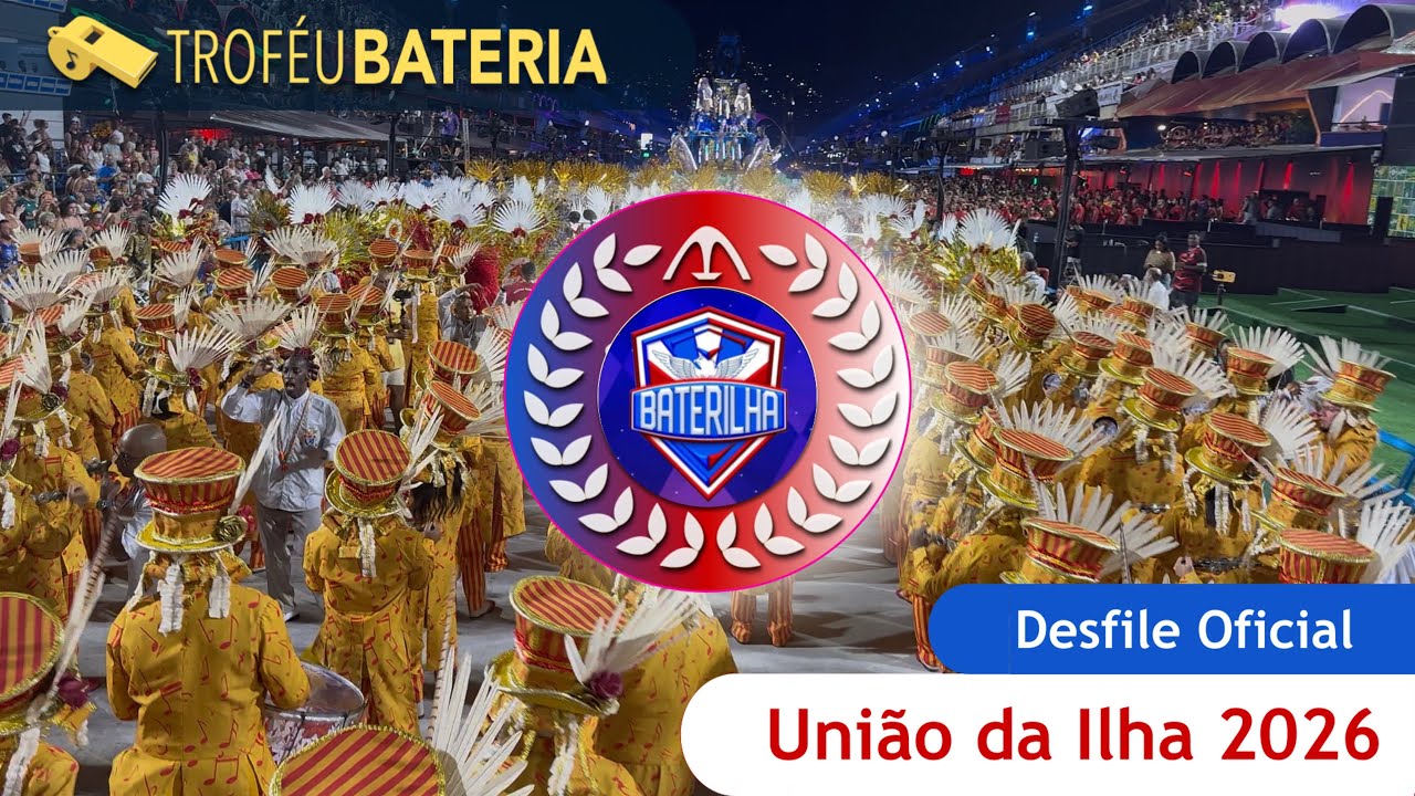 Bateria da União da Ilha no desfile oficial da Série Ouro de 2026