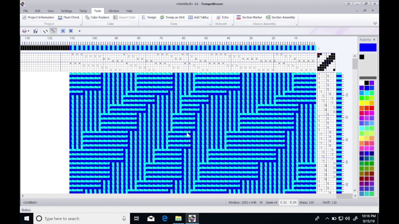 TempoWeave - Mini Demo showing a Shadow Weave Design