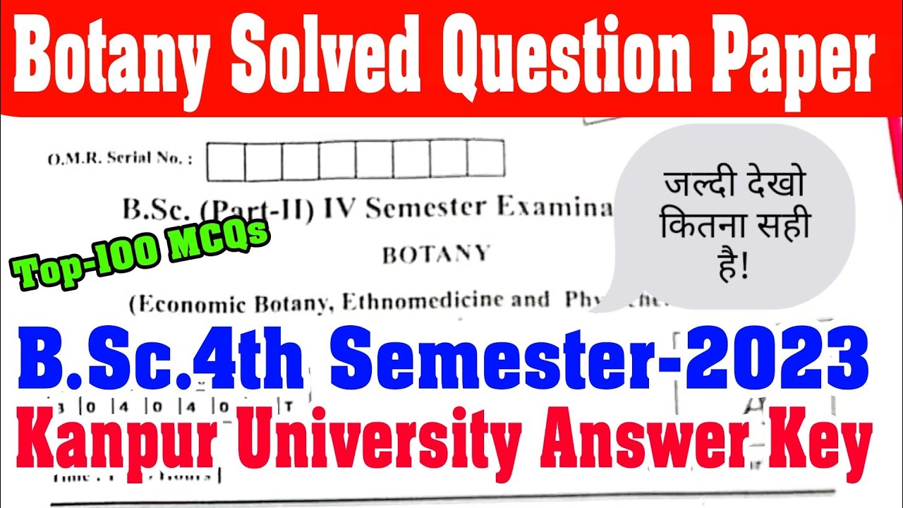 🔴Live रात 8 बजे|Botany solved Paper bsc 4th semester//Kanpur University answer key #csjmu
