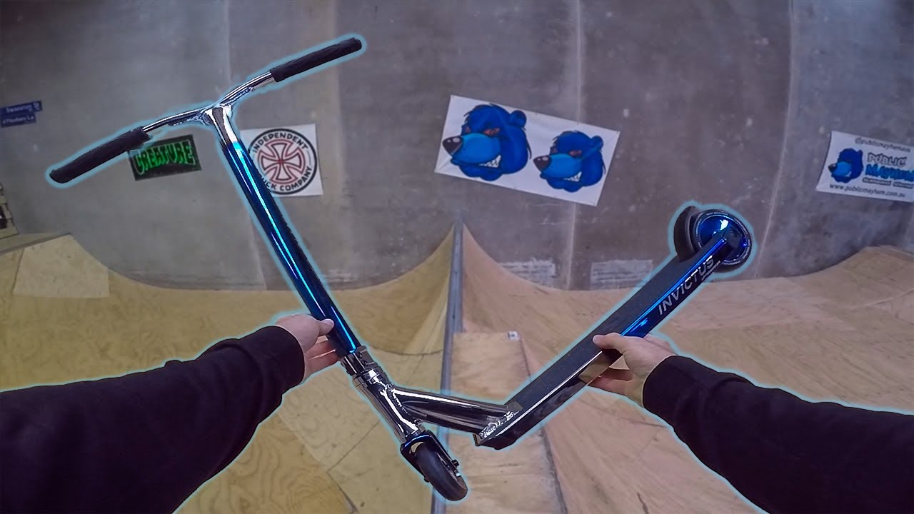 Riding pro SCOOTER at PRIVATE SKATEPARK