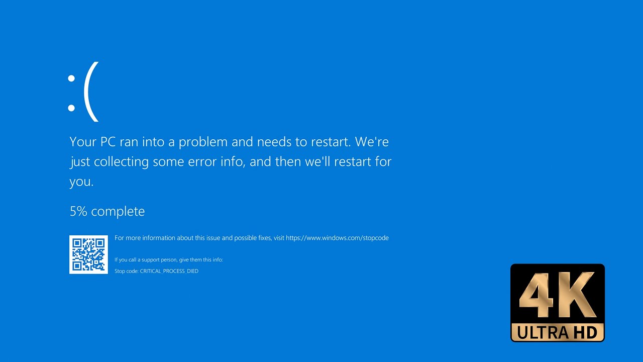 2 HOURS Blue Screen of Death Windows 10-11 BSOD 4k 60p - 2 HOURS length