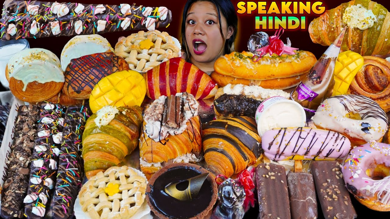 Ultimate sweet treats Mukbang|| Croissant,Waffle Stick,Ice Cream,Tarts & more dreamy deserts Mukbang